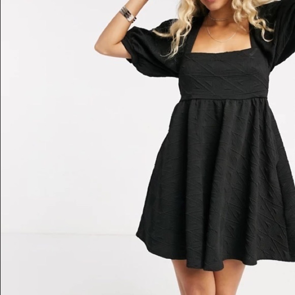 Violet Puff Sleeve Mini Dress (XS) NWT
